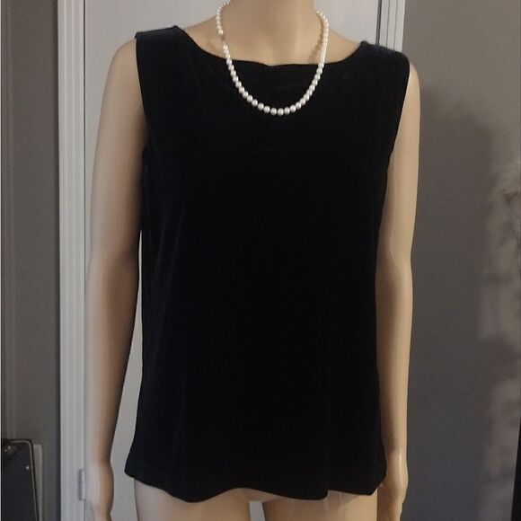 Chico’s Women's Size 2 Solid Black Velvety Stretchy Sleeveless Tank Top - Picture 4 of 10